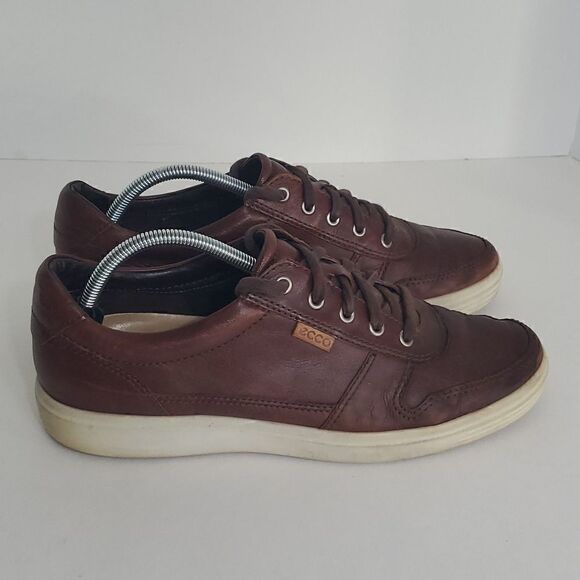 Ecco Men's Brown Leather Sneakers Size 10 - Picture 1 of 10